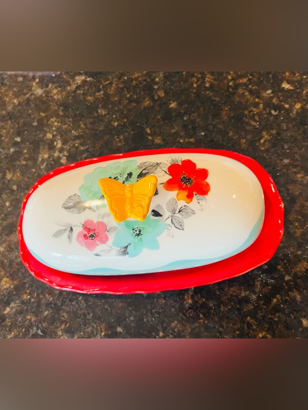 The Pioneer Woman Red Ceramic Serving butter dish